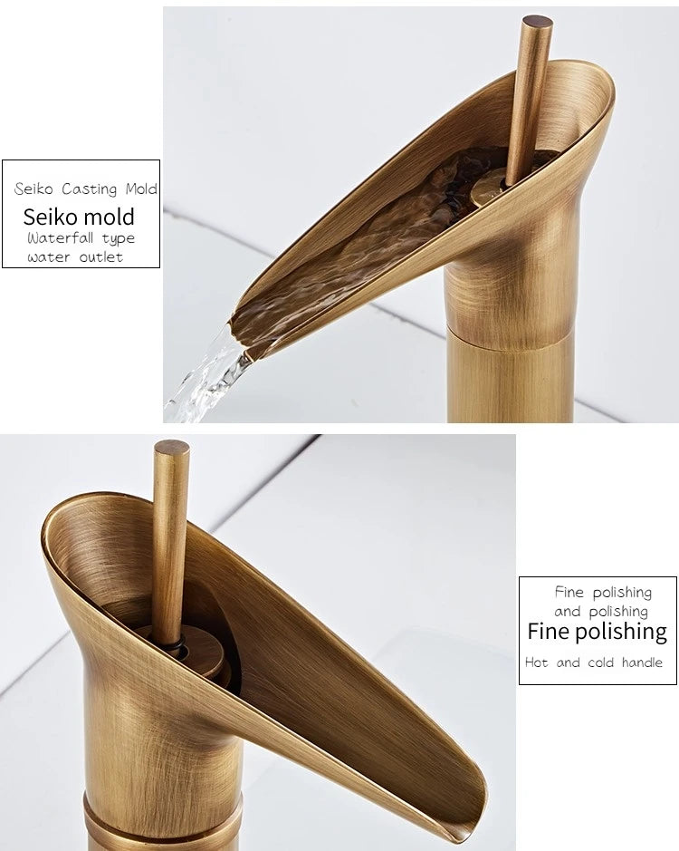 Luxury Waterfall Bathroom Basin Faucet – Hot & Cold, Single Lever