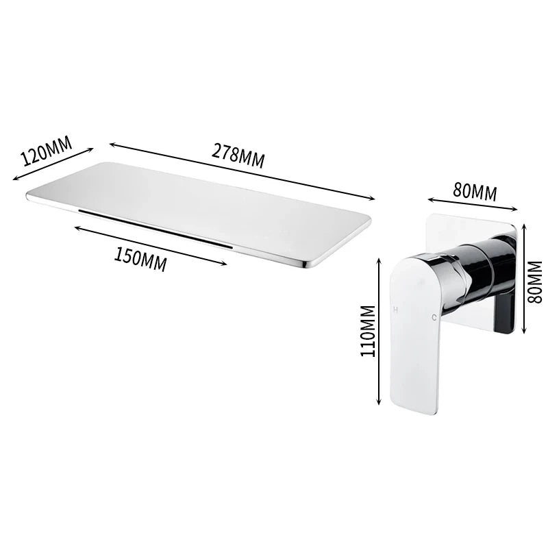Wall-Mounted Waterfall Basin Faucet – Chrome Brass Single Handle