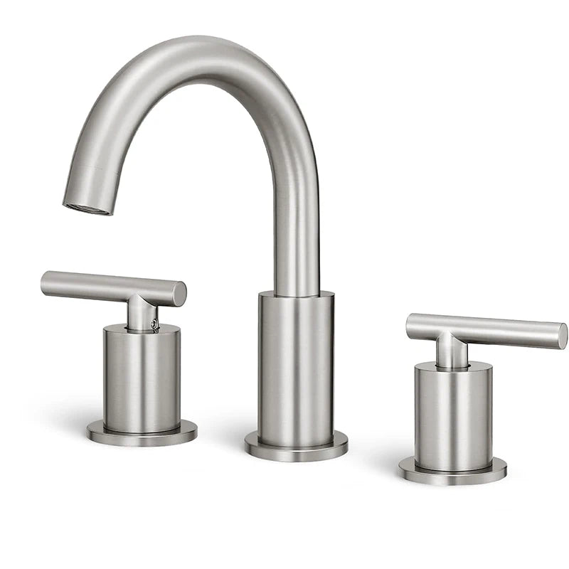 Solid Brass Bathroom Basin Faucet Dual Handle 3 Hole Tap