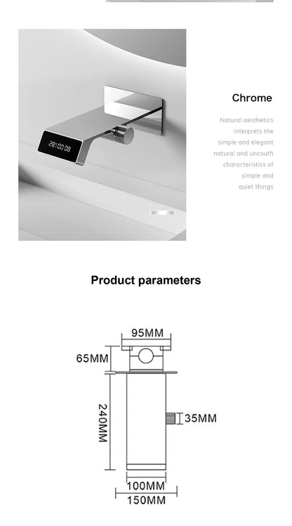Gun Grey LED Digital Bathroom Faucet Waterfall Mixer Tap