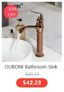 OUBONI Black Digital Display Basin Faucet – Hot & Cold Mixer, Modern Chrome Design