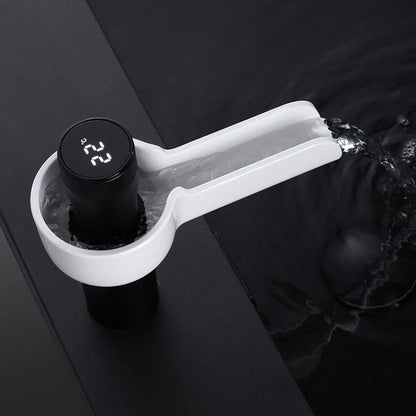 Black LED Digital Bathroom Basin Faucet Temperature Display Tap
