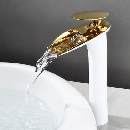 Antique Brass Waterfall Bathroom Faucet – Single Handle Basin Mixer Tap