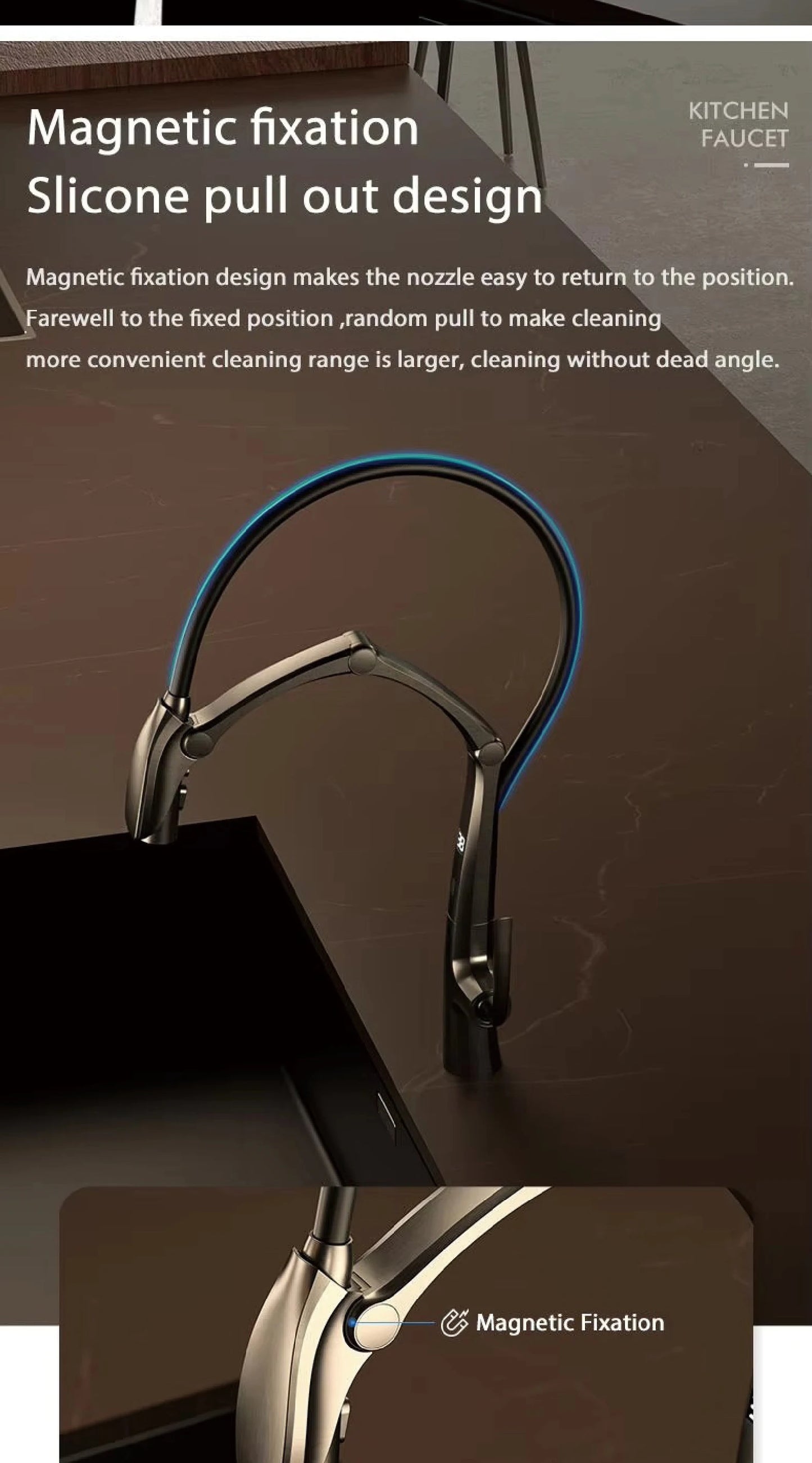 AITANA Gun Grey Touchless LED Kitchen Faucet – Pull-Out 3-Function Spray