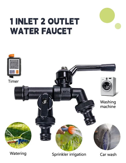 Outdoor Brass Garden Faucet – Anti-Freeze Bibcock with Dual Hose Connector