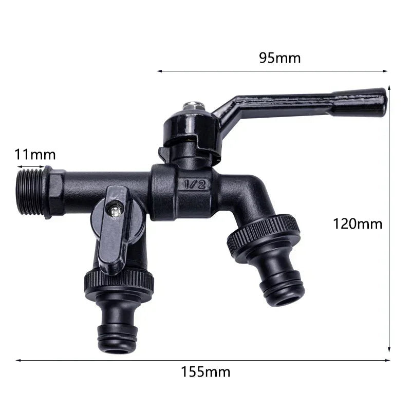 Outdoor Brass Garden Faucet – Anti-Freeze Bibcock with Dual Hose Connector