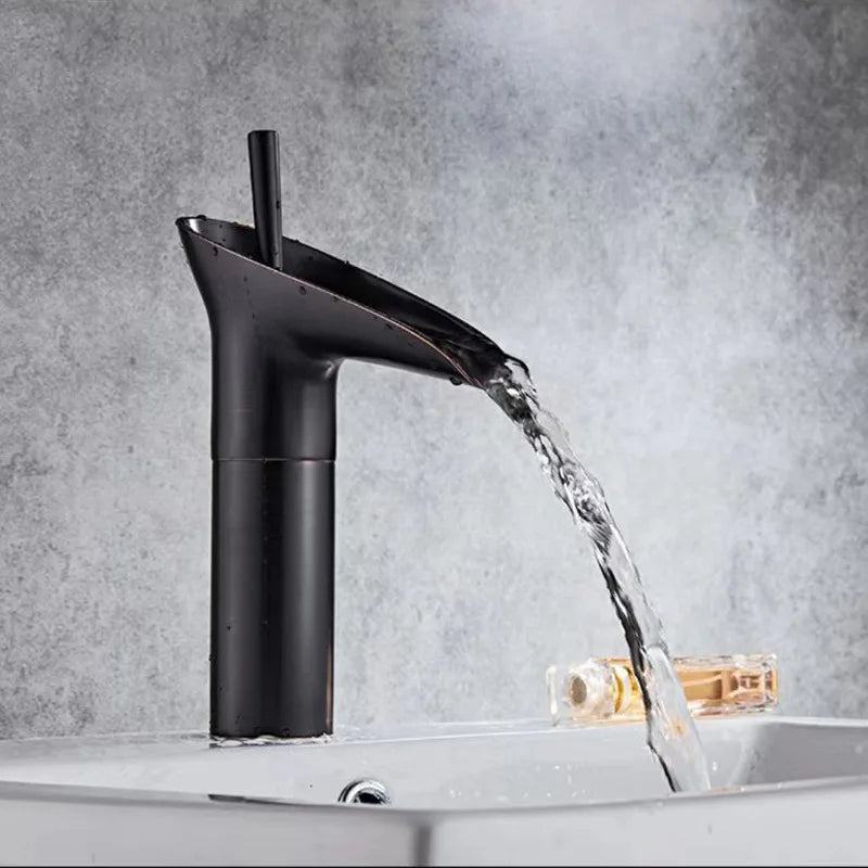 Luxury Waterfall Bathroom Basin Faucet – Hot & Cold, Single Lever