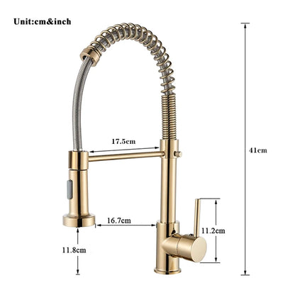 Matte Black Pull-Out Kitchen Faucet 360° Mixer Tap