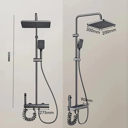 Grey Digital Shower System Set with Rainfall Head & LED Display