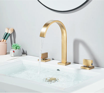 Brushed Gold Bathroom Basin Faucet Hot Cold Mixer Sink Tap