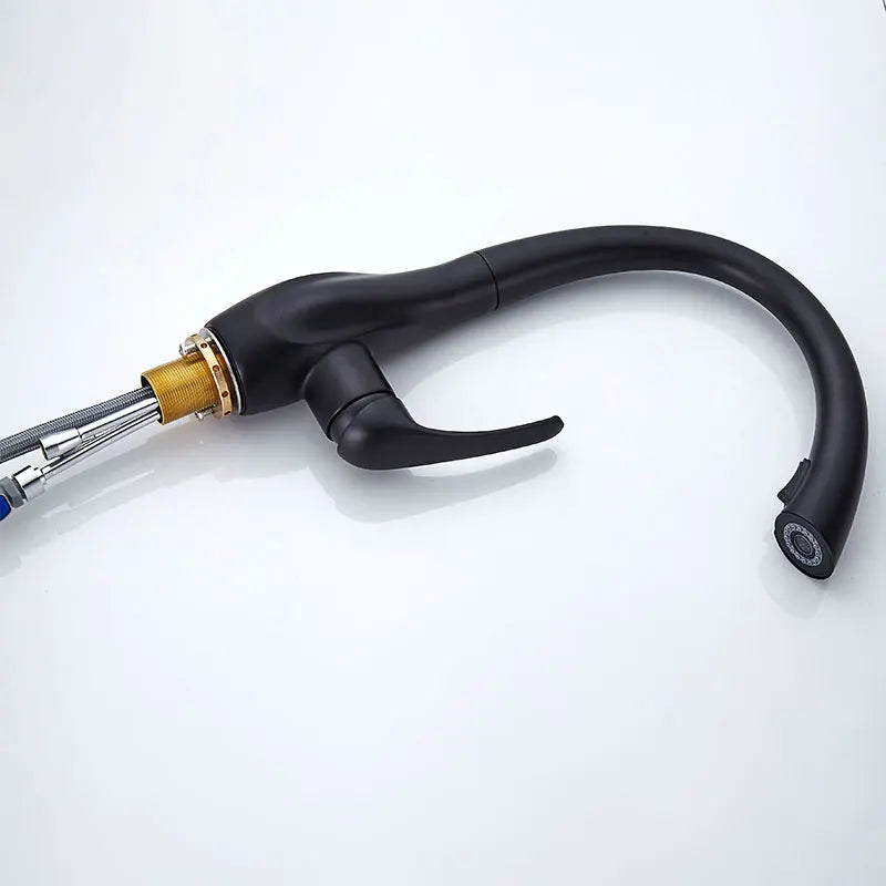 Black and gold gas nozzle on a white background