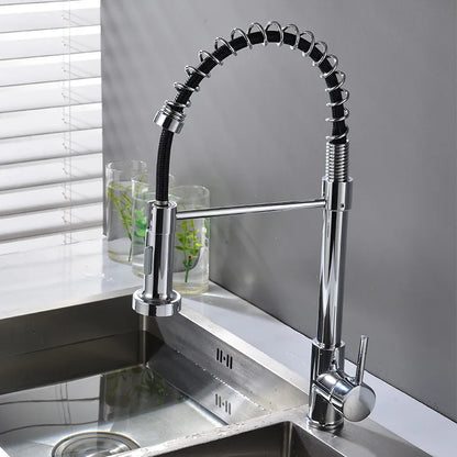 Matte Black Pull-Out Kitchen Faucet 360° Mixer Tap