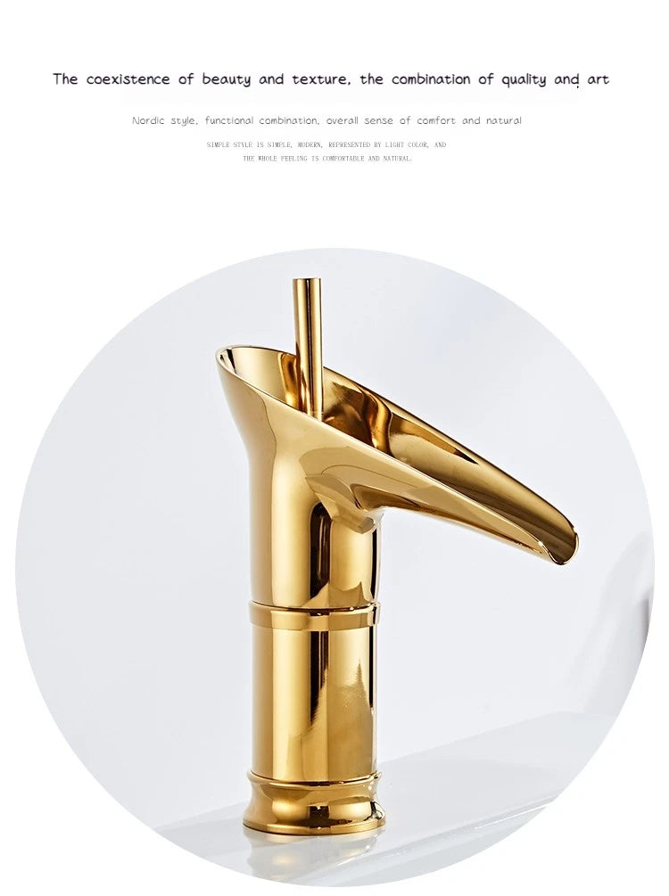 Luxury Waterfall Bathroom Basin Faucet – Hot & Cold, Single Lever