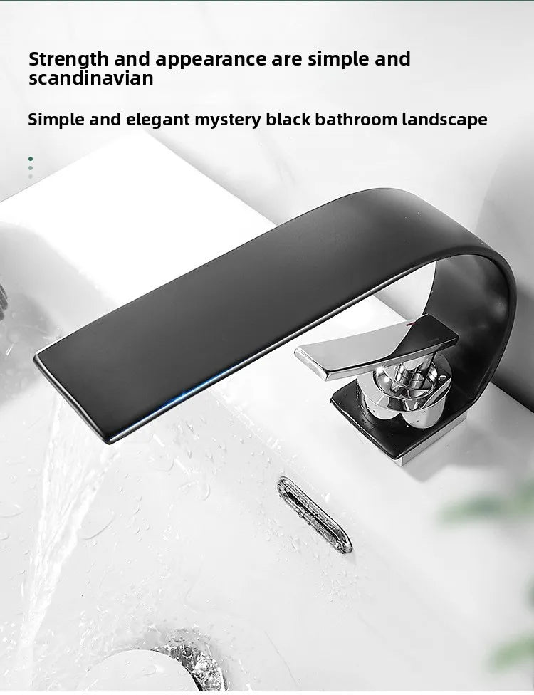 Waterfall Crescent Basin Faucet Hot Cold Bathroom Sink Mixer