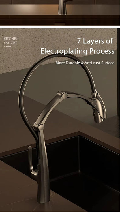 AITANA Gun Grey Touchless LED Kitchen Faucet – Pull-Out 3-Function Spray