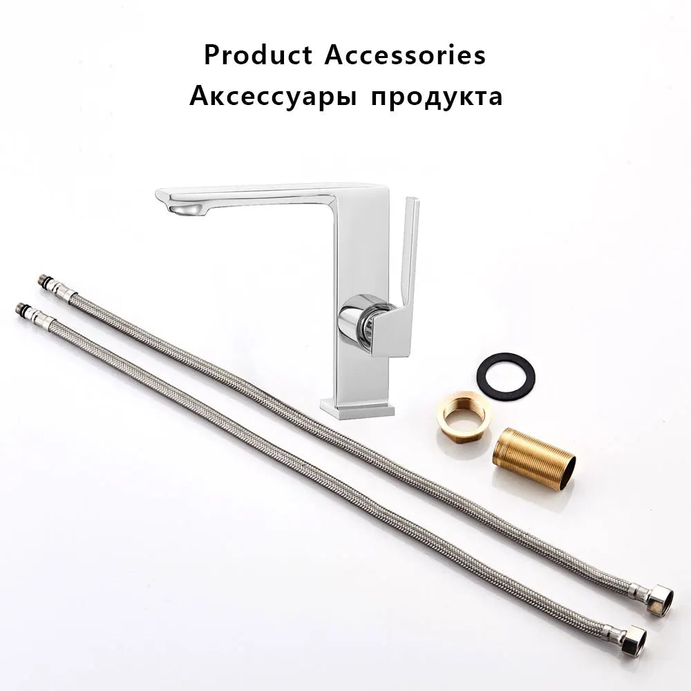 WJNMONE Matte Gray Brass Bathroom Basin Faucet – Hot & Cold