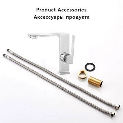 WJNMONE Matte Gray Brass Bathroom Basin Faucet – Hot & Cold