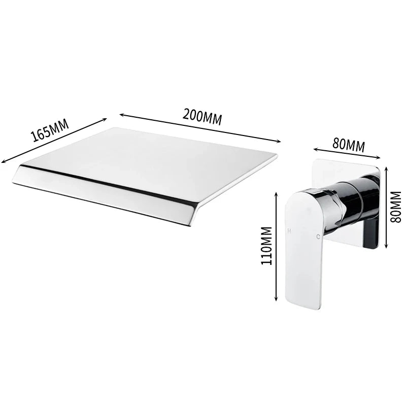 Wall-Mounted Waterfall Basin Faucet – Chrome Brass Single Handle