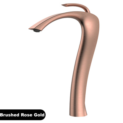 Chrome Luxury Brass Bathroom Vanity Faucet Modern Deck Mounted Basin Tap With Anti-Leak Ceramic Valve Hot/Cold Water Control