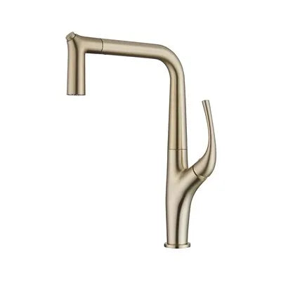 Brushed Gold Pull-Out Kitchen Faucet – Deck Mounted Single Handle