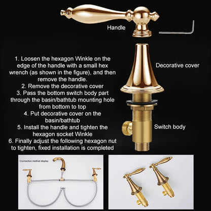 Antique Bronze Double Handle Bath Faucet