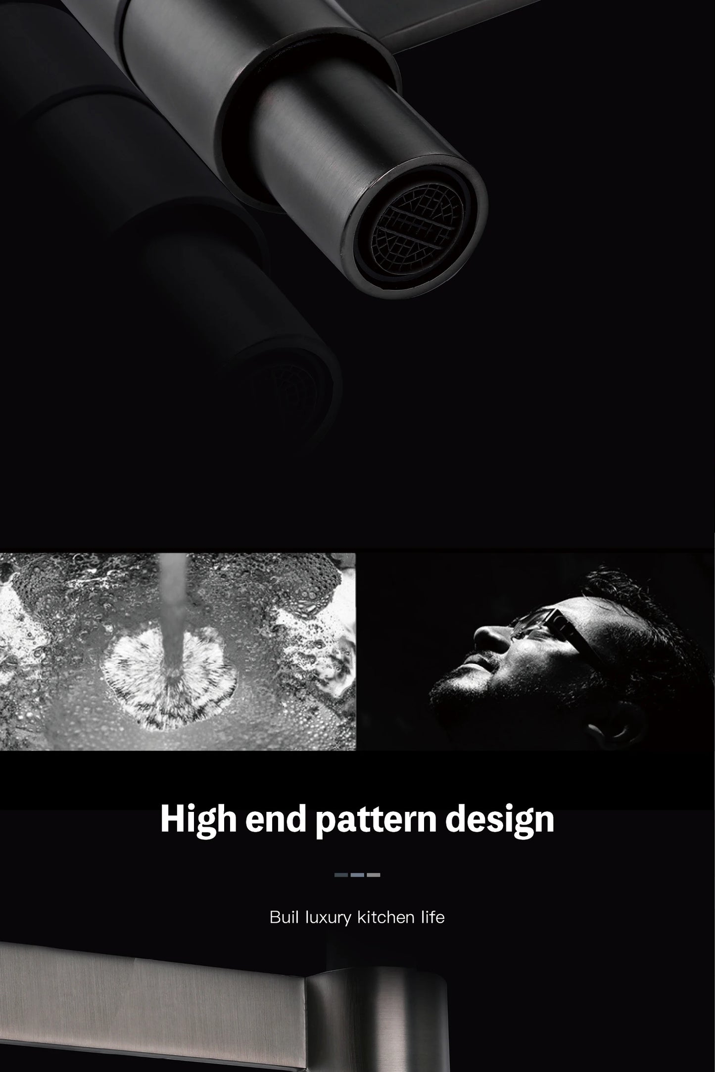 Aitana Black Brass Pull-Out Kitchen Faucet – Hot & Cold, Single Handle