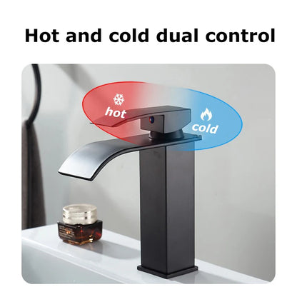 Luxury Waterfall Bathroom Faucet – Hot & Cold, Stainless Steel