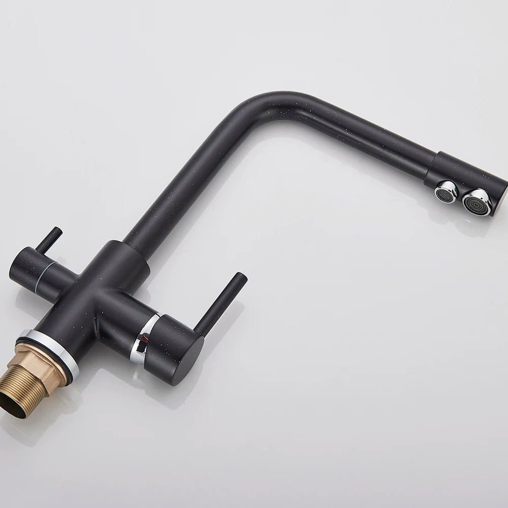 Matte Black 3-Way Kitchen Faucet Hot Cold Water Mixer Tap