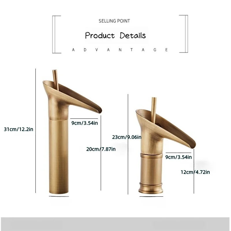 Luxury Waterfall Bathroom Basin Faucet – Hot & Cold, Single Lever