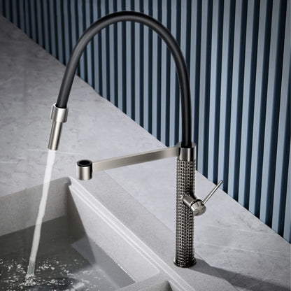 Aitana Black Brass Pull-Out Kitchen Faucet – Hot & Cold, Single Handle