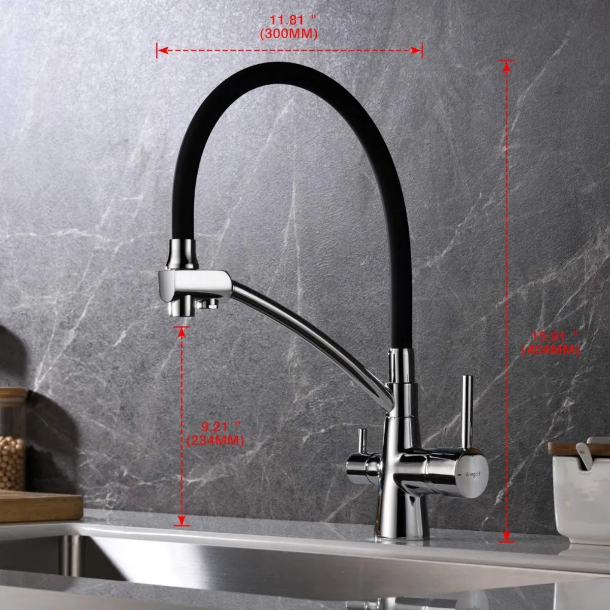 Modern Brass Kitchen Faucet with Pull-Out Filtered Water – Hot & Cold
