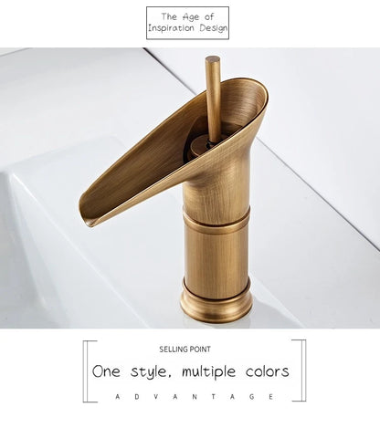 Luxury Waterfall Bathroom Basin Faucet – Hot & Cold, Single Lever