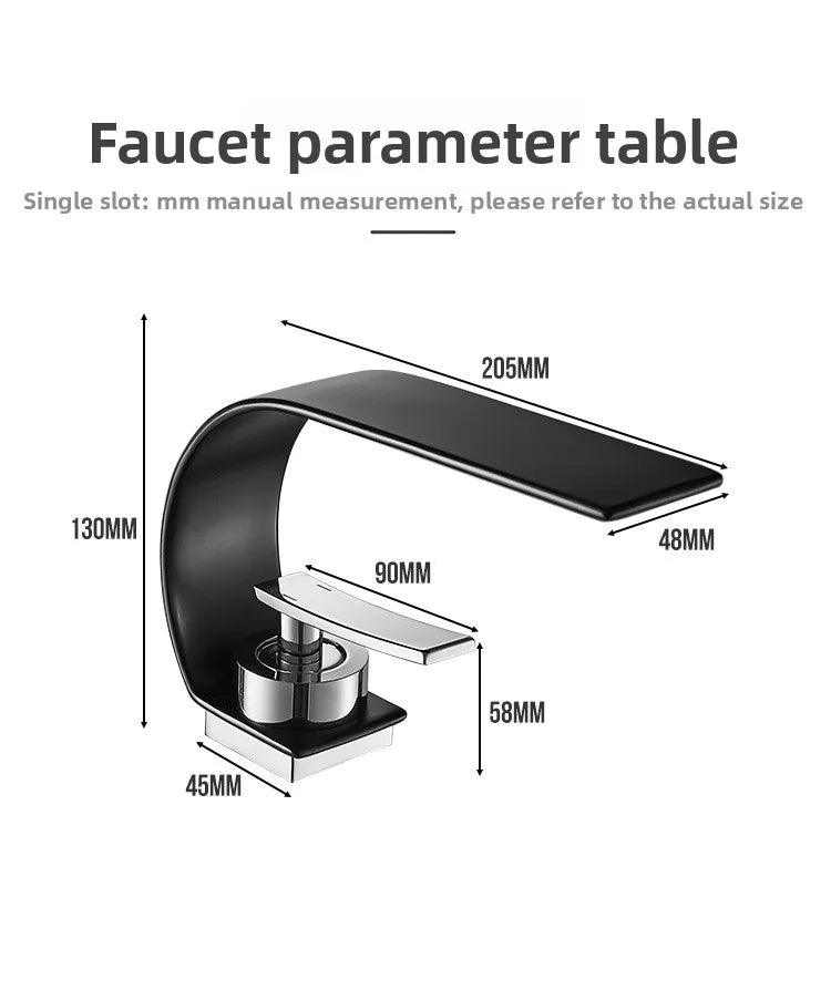 Waterfall Crescent Basin Faucet Hot Cold Bathroom Sink Mixer