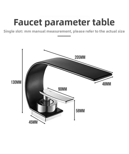 Waterfall Crescent Basin Faucet Hot Cold Bathroom Sink Mixer