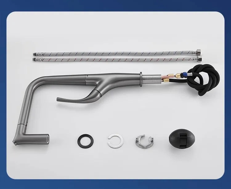 Brushed Gold Pull-Out Kitchen Faucet – Deck Mounted Single Handle