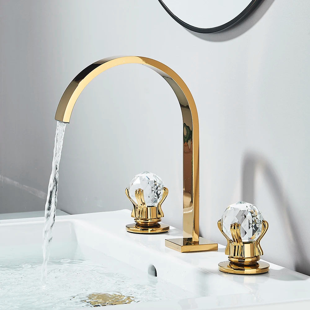 Brushed Gold Bathroom Basin Faucet Hot Cold Mixer Sink Tap