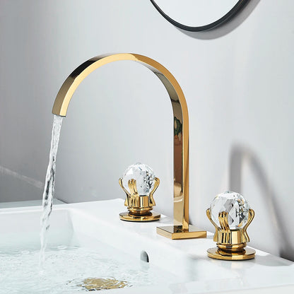 Brushed Gold Bathroom Basin Faucet Hot Cold Mixer Sink Tap