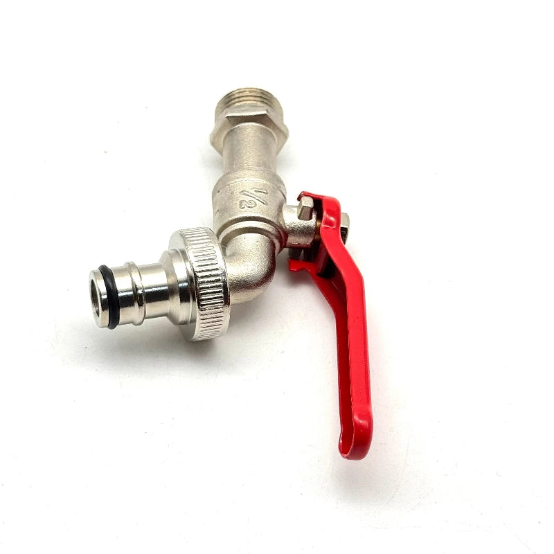 Zinc Alloy Double Spout Faucet Garden Balcony Water Splitter Tap