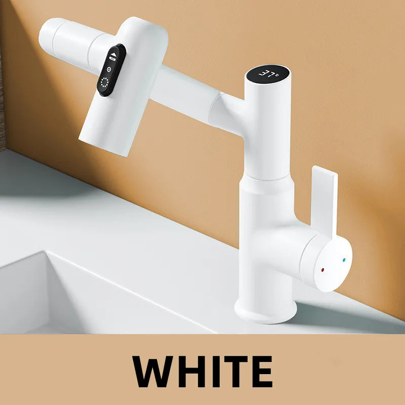 LED Digital Display Basin Faucet with 360° Rotating Sprayer