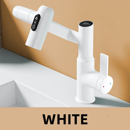 LED Digital Display Basin Faucet with 360° Rotating Sprayer