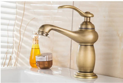 Luxury Europe style antique gold bathroom basin faucet Mixers Taps single handle magic lamp cold and hot water kitchen faucet