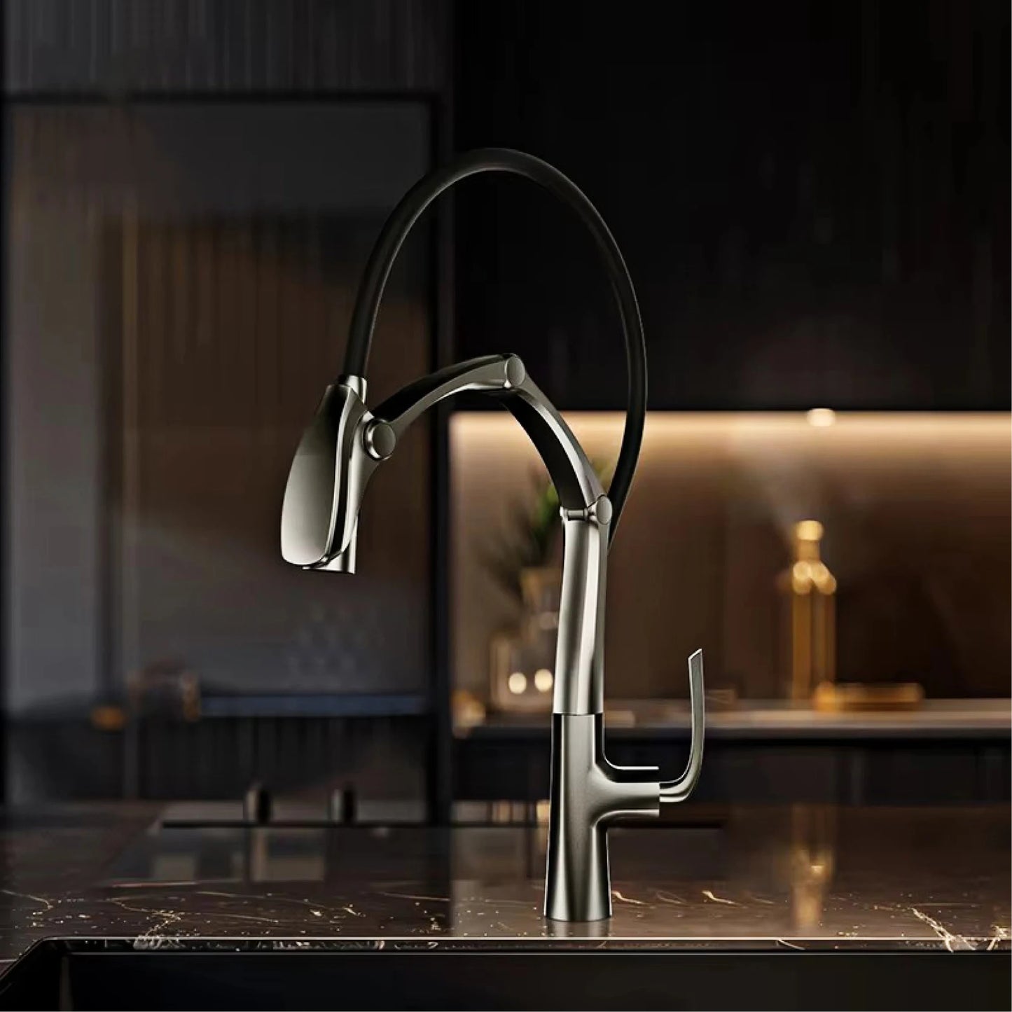 Gun Grey LED Kitchen Faucet Touchless Pull Down Mixer Tap