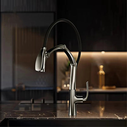 Gun Grey LED Kitchen Faucet Touchless Pull Down Mixer Tap