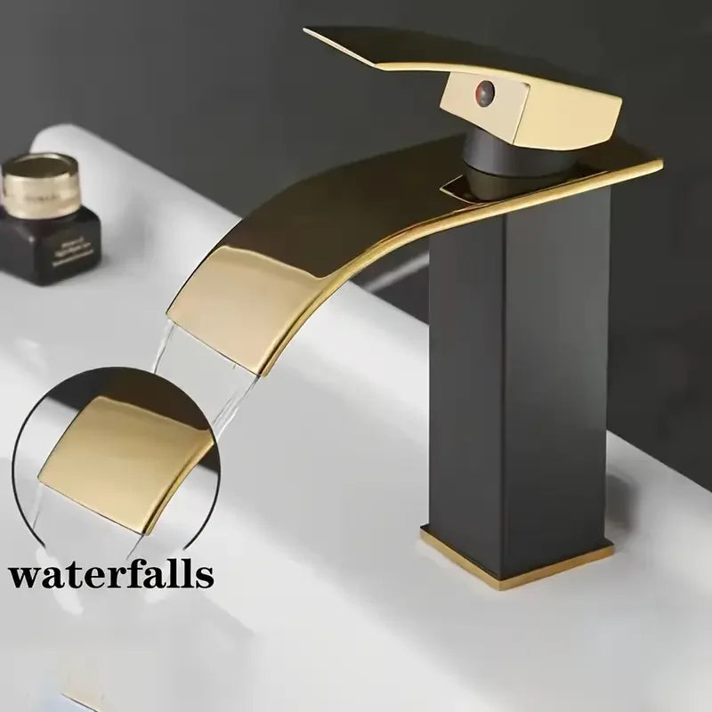 Luxury Waterfall Bathroom Faucet – Hot & Cold, Stainless Steel