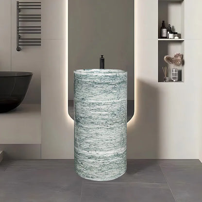Natural Marble Pedestal Wash Basin Luxury Nordic Bathroom Sink