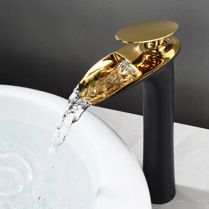 Antique Brass Waterfall Bathroom Faucet – Single Handle Basin Mixer Tap