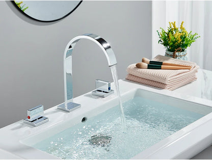 Brushed Gold Bathroom Basin Faucet Hot Cold Mixer Sink Tap