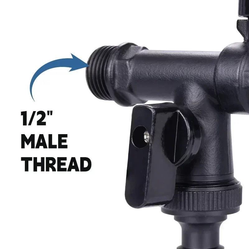 Outdoor Brass Garden Faucet – Anti-Freeze Bibcock with Dual Hose Connector