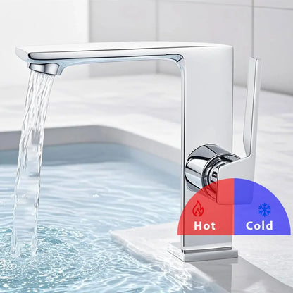 WJNMONE Matte Gray Brass Bathroom Basin Faucet – Hot & Cold