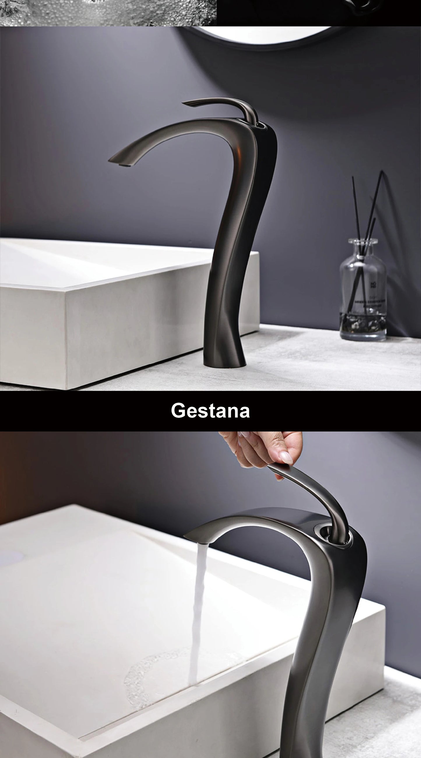 Chrome Luxury Brass Bathroom Vanity Faucet Modern Deck Mounted Basin Tap With Anti-Leak Ceramic Valve Hot/Cold Water Control